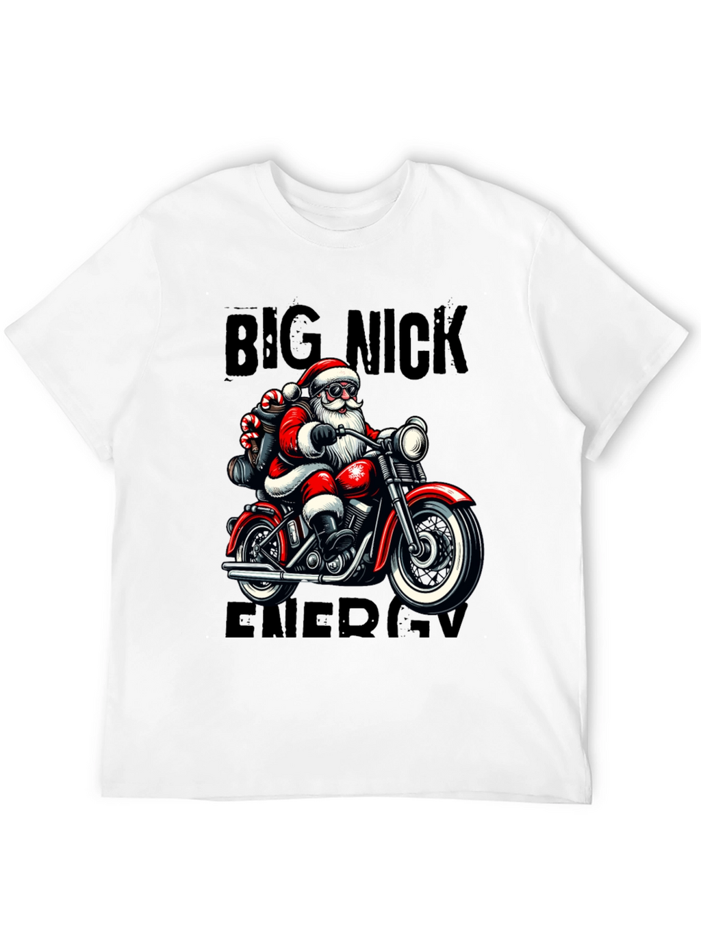 Big Nick Energy Santa Motorcycle T-Shirt