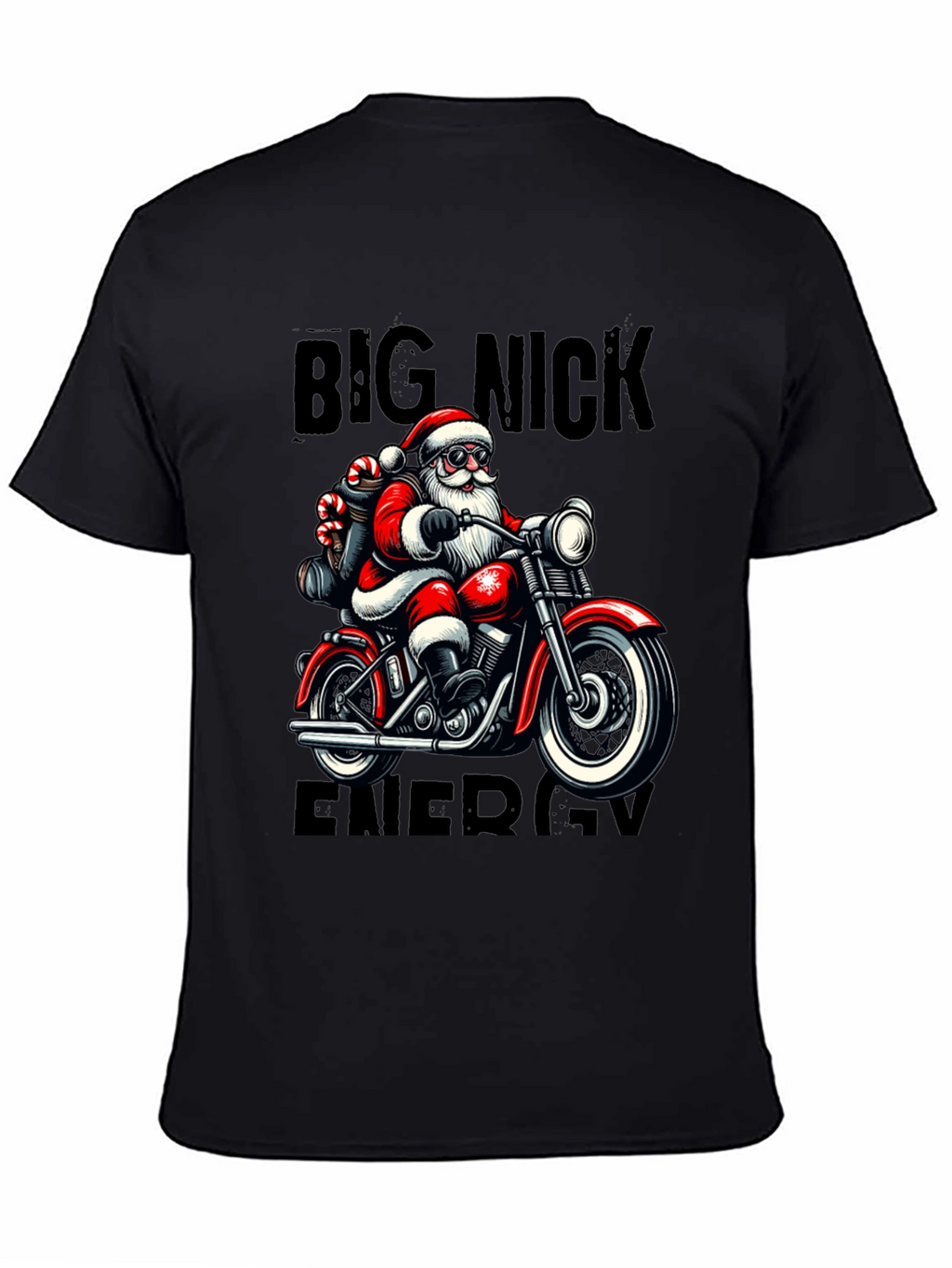Big Nick Energy Santa Motorcycle T-Shirt