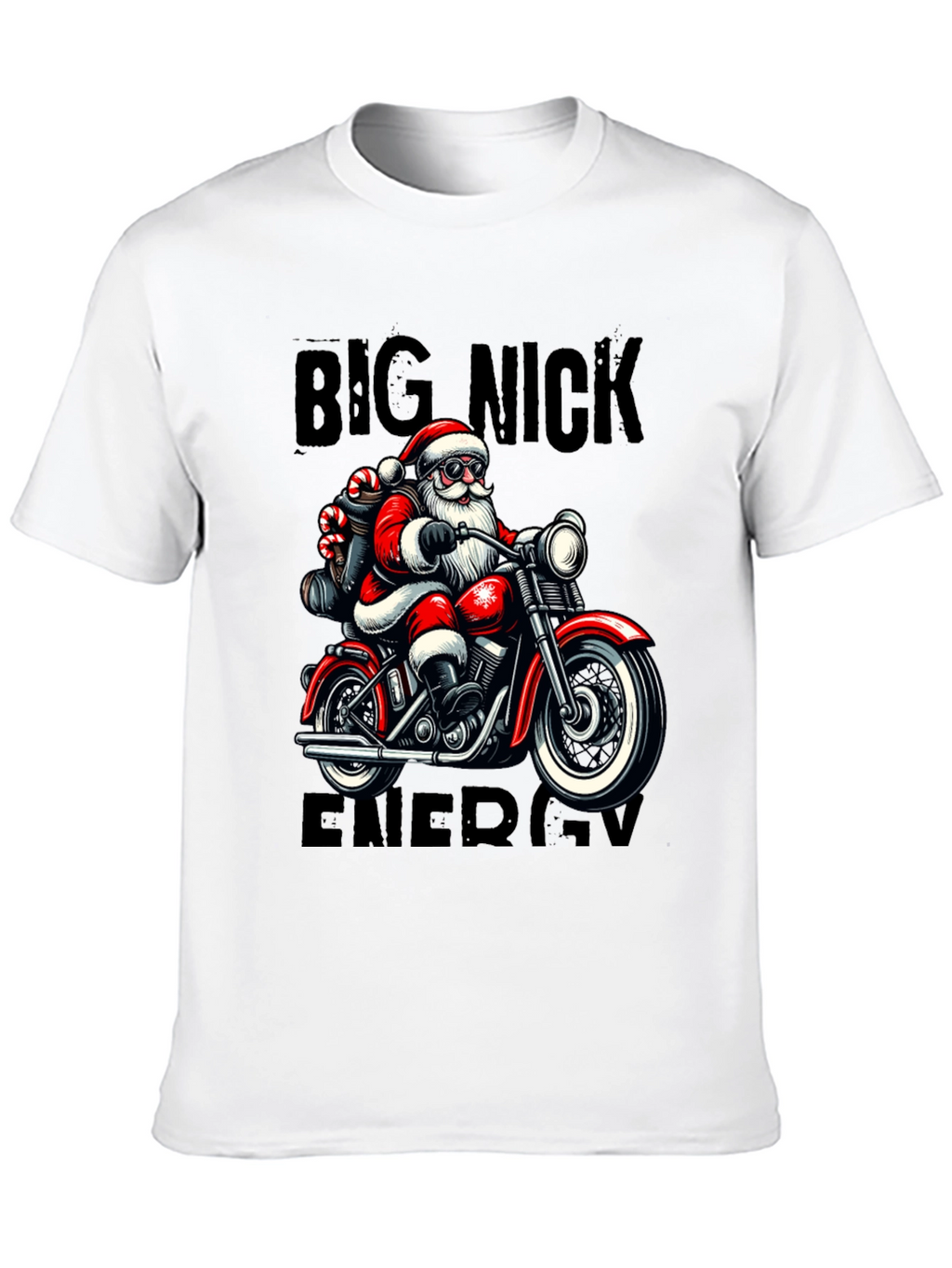 Big Nick Energy Santa Motorcycle T-Shirt