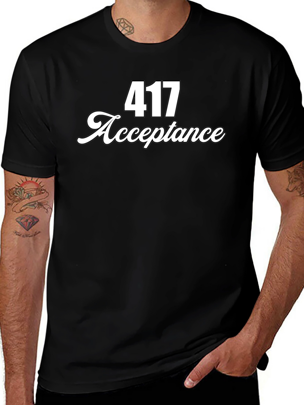 417 Acceptance Graphic Tee - Black Cotton T-Shirt