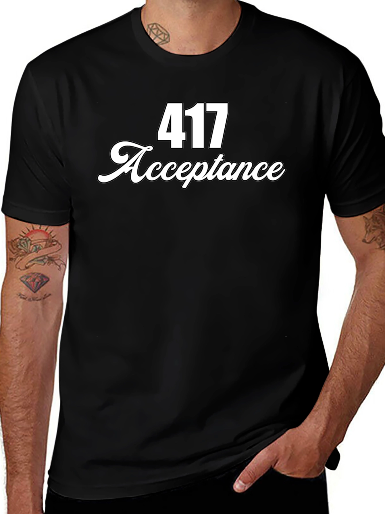 417 Acceptance Graphic Tee - Black Cotton T-Shirt