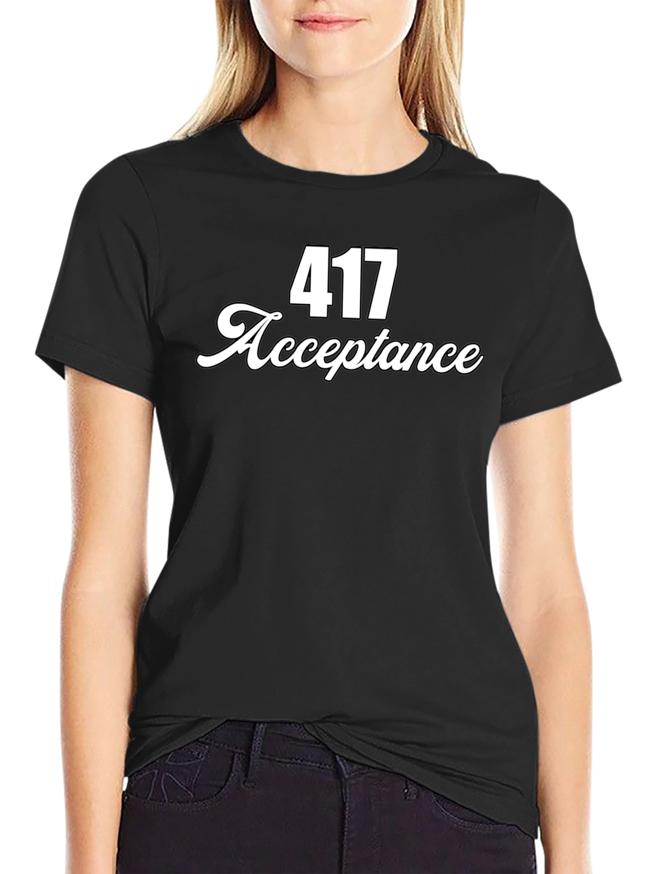 417 Acceptance Graphic Tee - Black Cotton T-Shirt