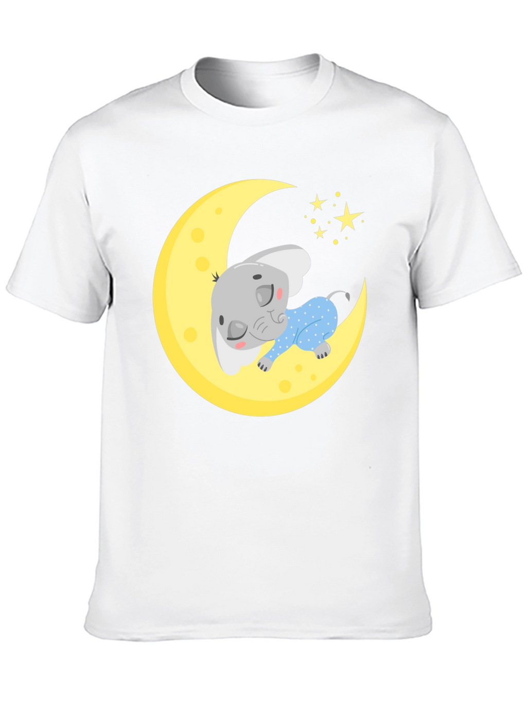 Cute Elephant On Moon Graphic Tee