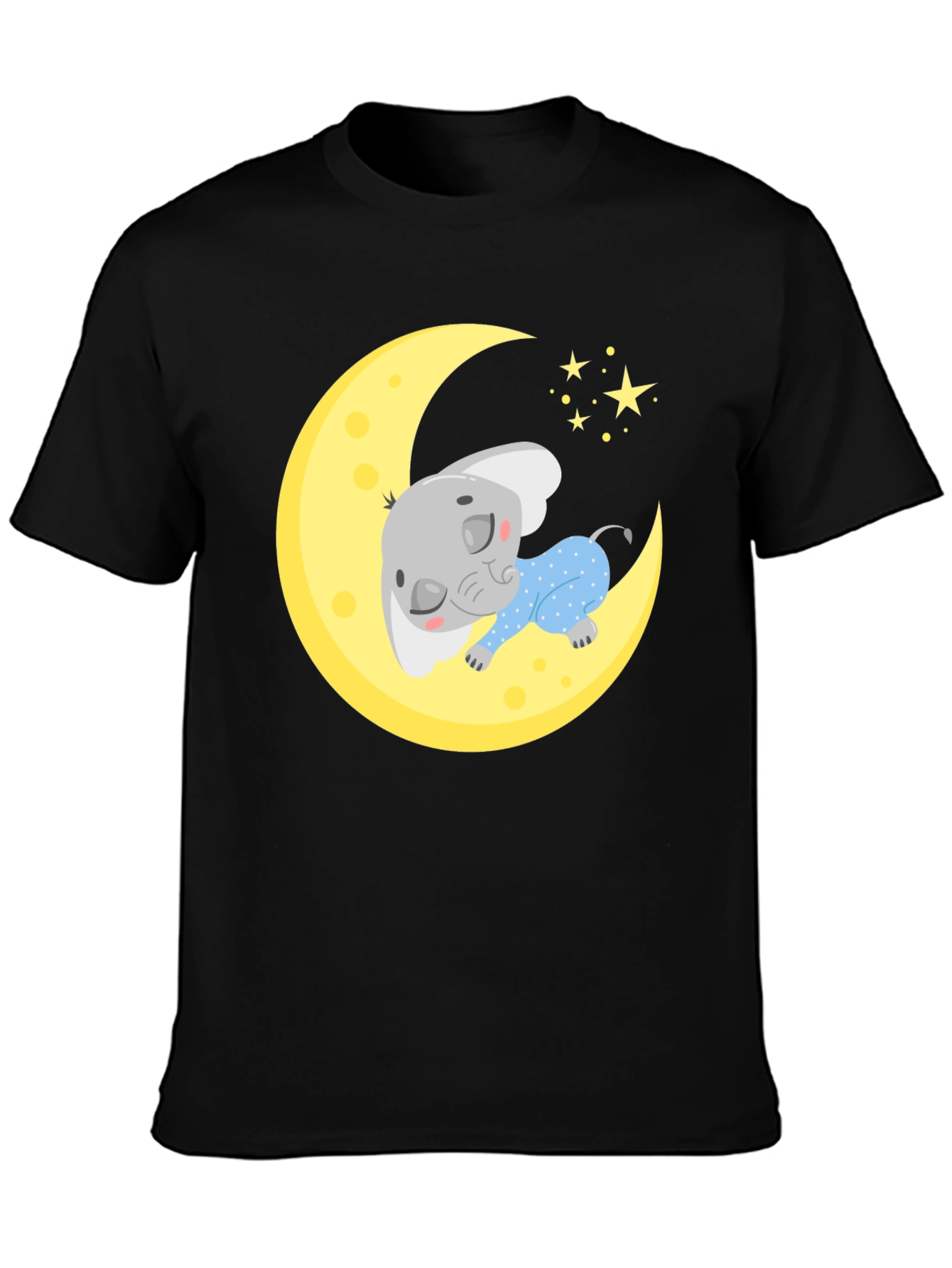 Cute Elephant On Moon Graphic Tee