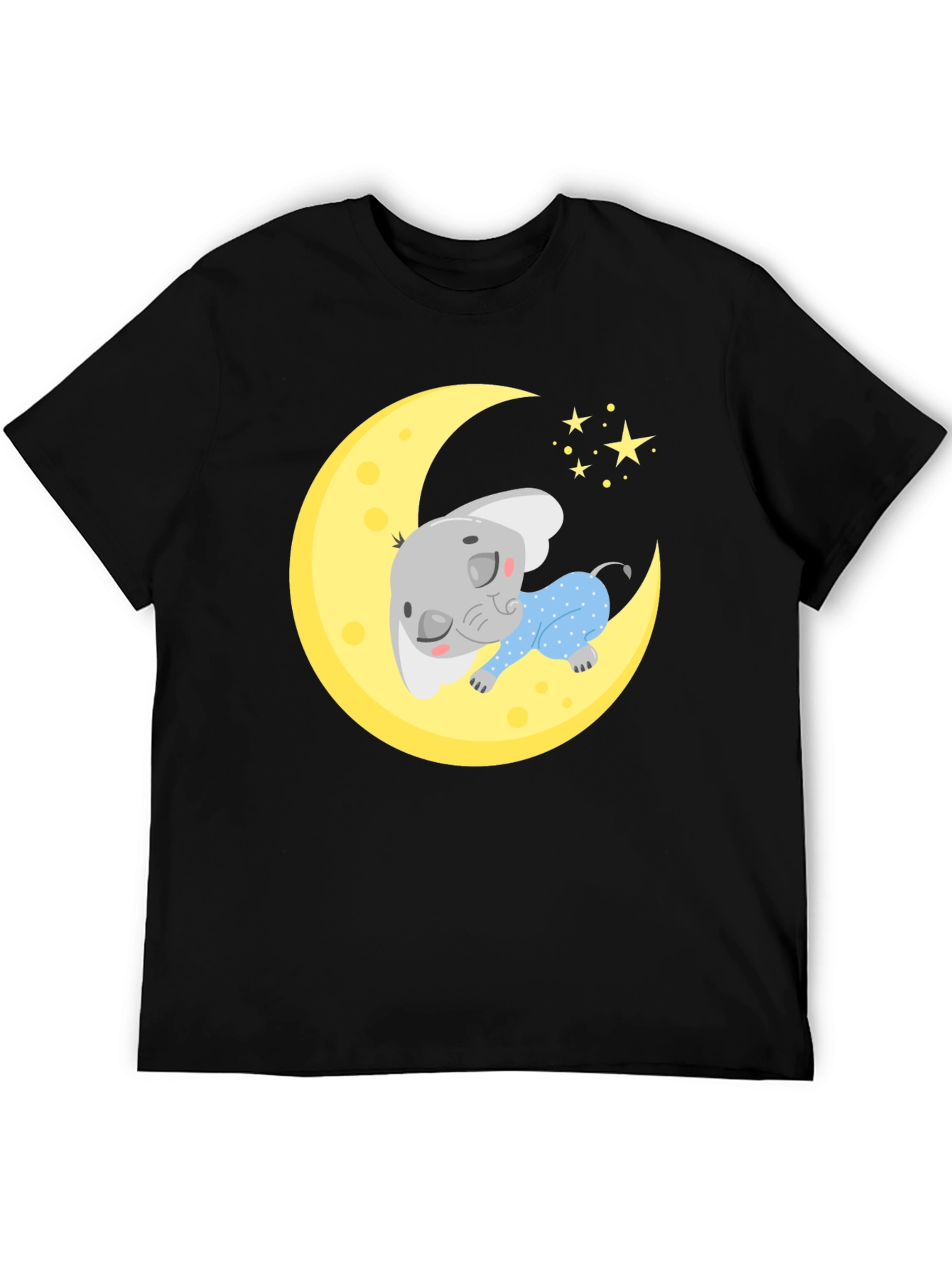 Cute Elephant On Moon Graphic Tee