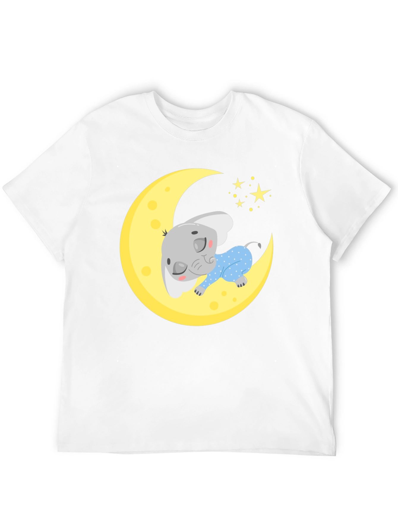 Cute Elephant On Moon Graphic Tee