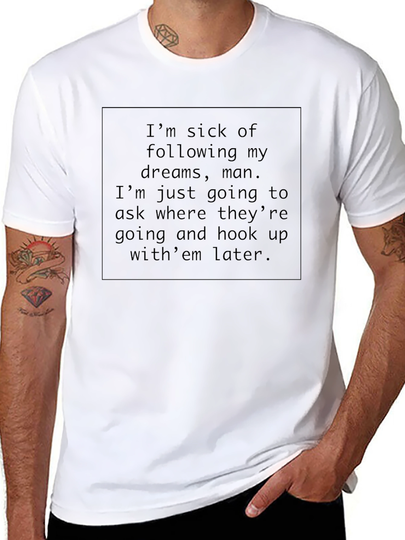 Funny Dream Chaser T-Shirt -  Mens Black Tee