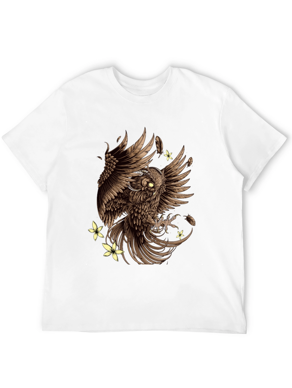 Owl & Flowers Graphic Tee - Mens Black T-Shirt