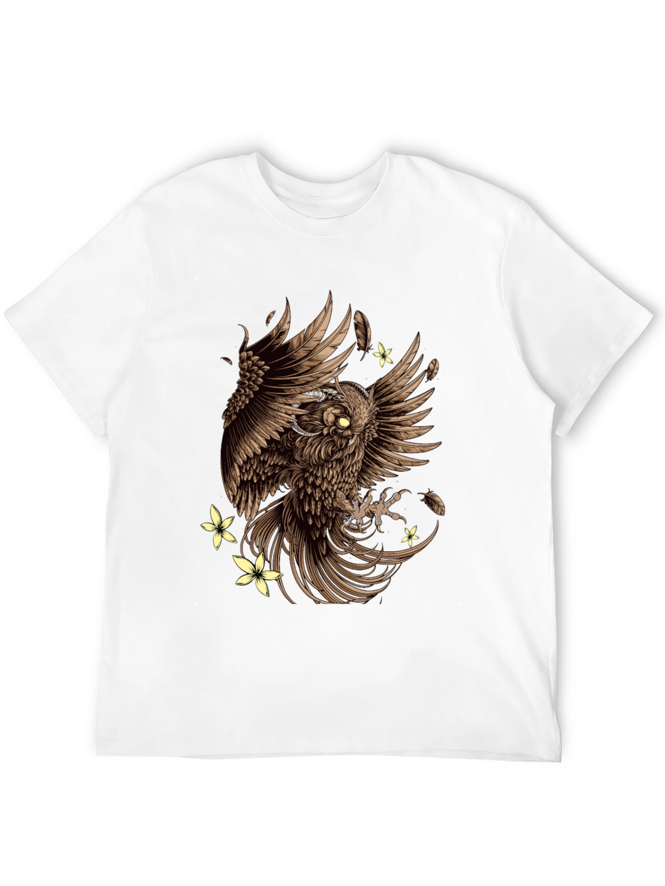 Owl & Flowers Graphic Tee - Mens Black T-Shirt
