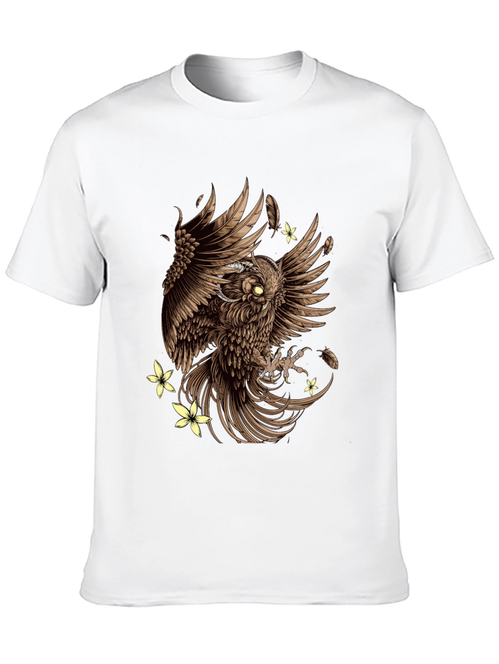 Owl & Flowers Graphic Tee - Mens Black T-Shirt