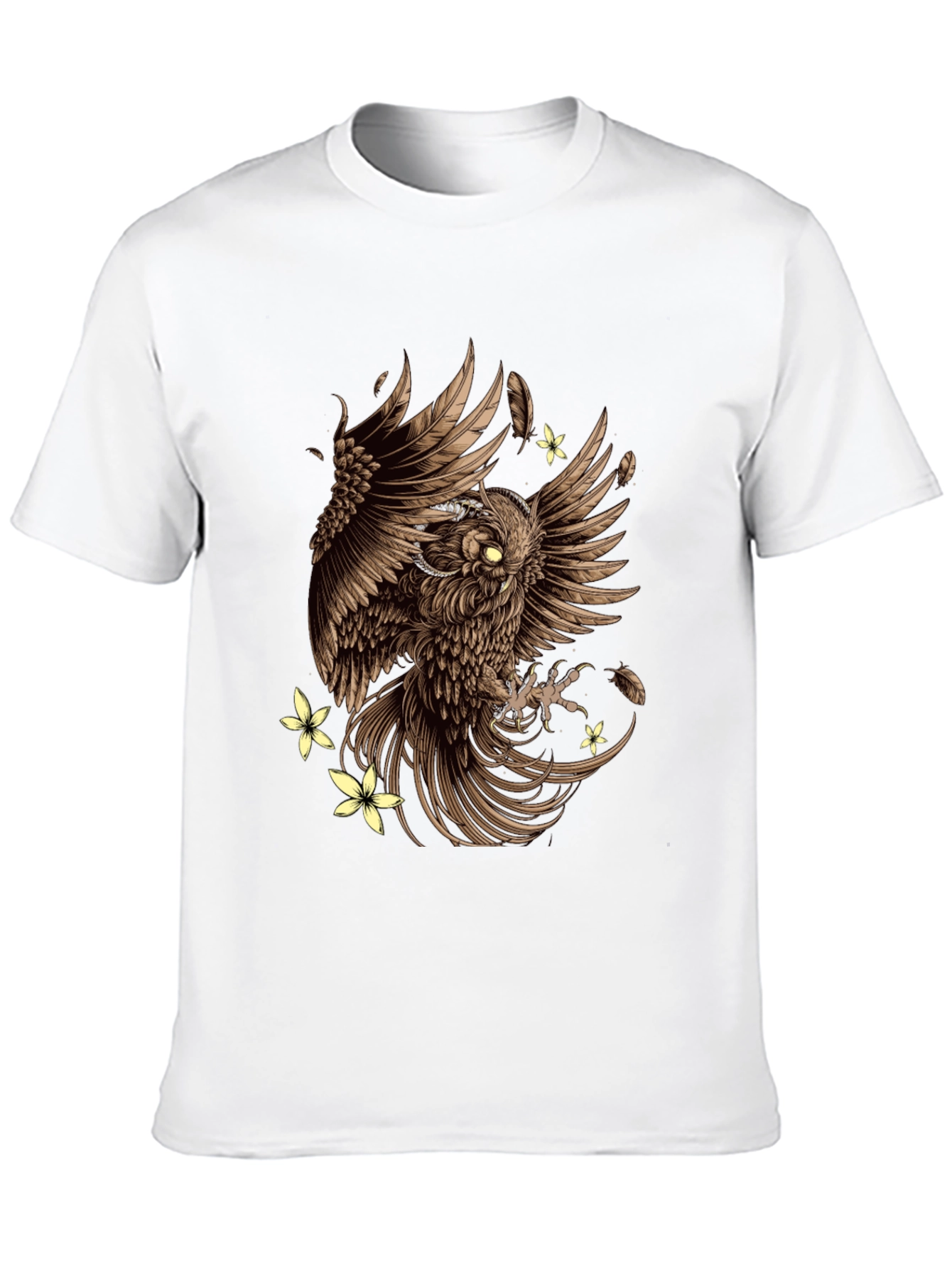 Owl & Flowers Graphic Tee - Mens Black T-Shirt