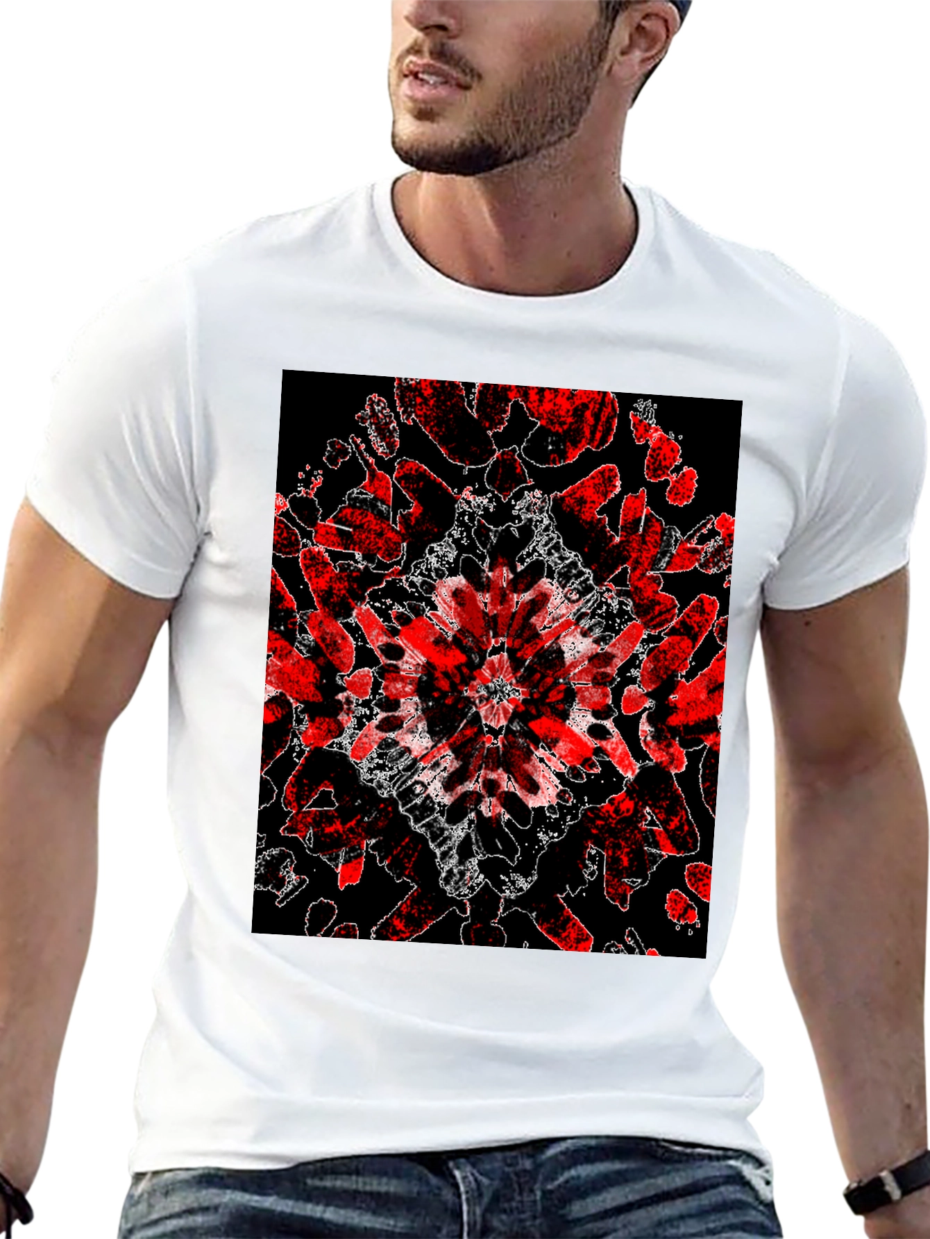 Abstract Red & Black Graphic Tee