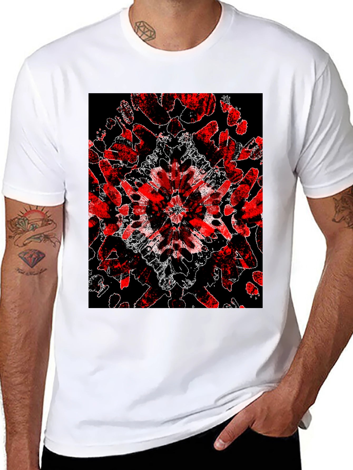 Abstract Red & Black Graphic Tee