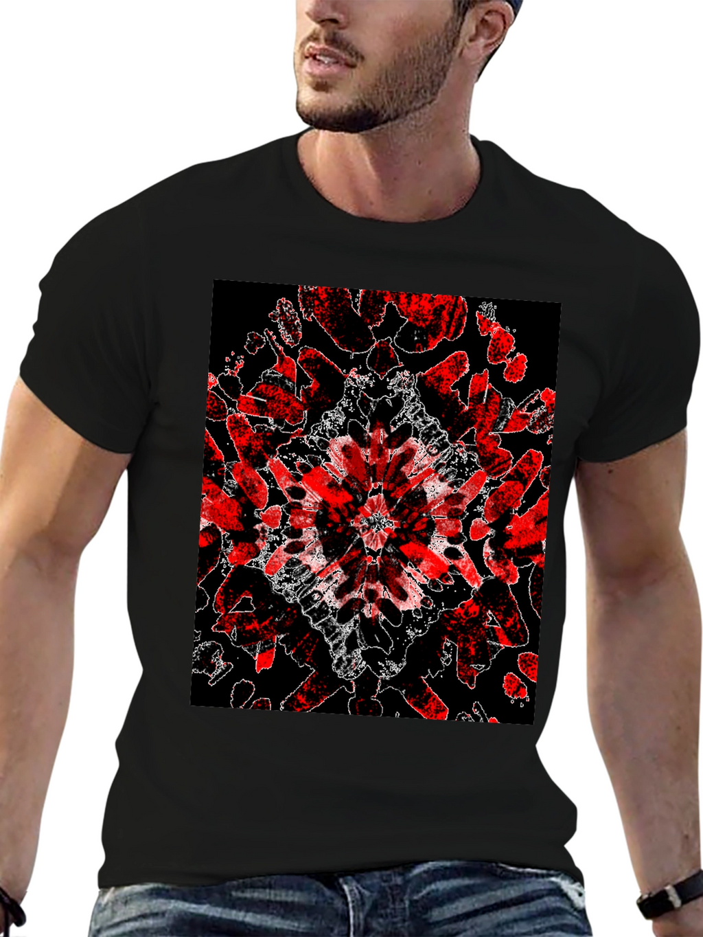 Abstract Red & Black Graphic Tee