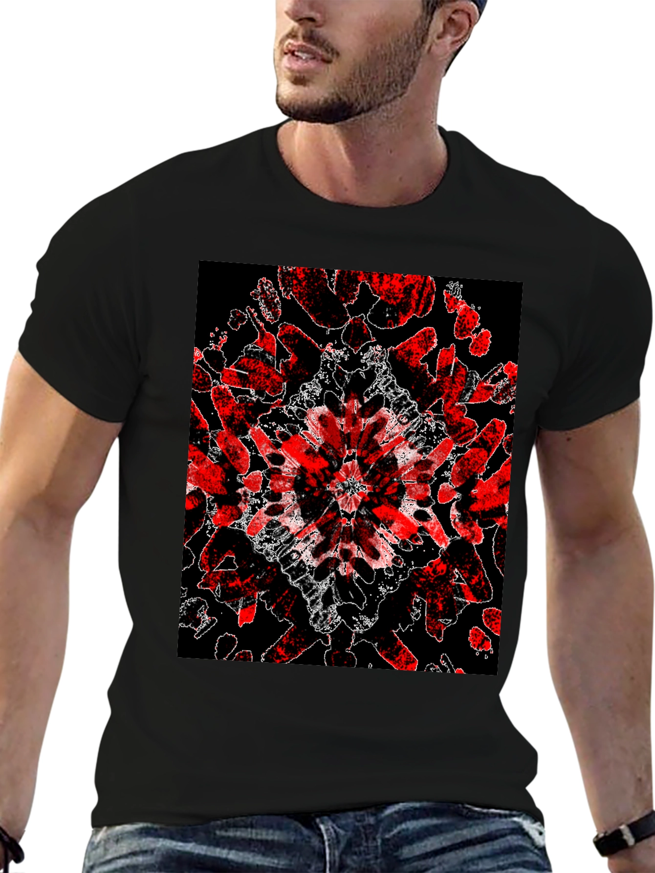 Abstract Red & Black Graphic Tee