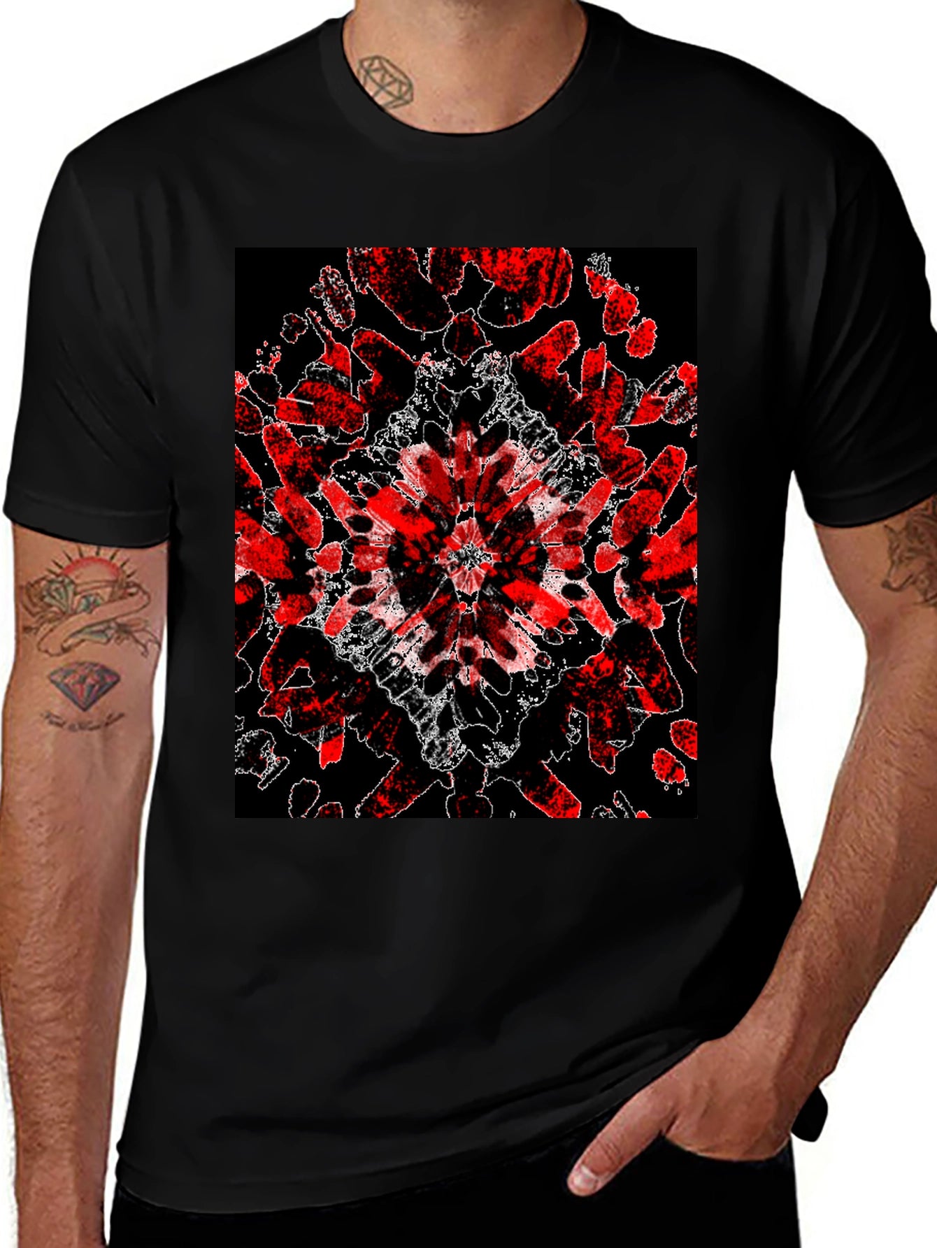 Abstract Red & Black Graphic Tee