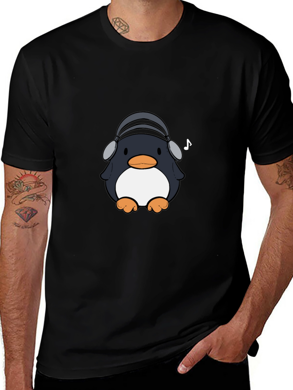 Penguin Headphones Graphic Tee - Cool & Stylish