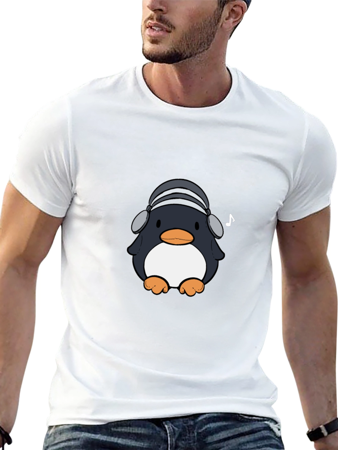 Penguin Headphones Graphic Tee - Cool & Stylish