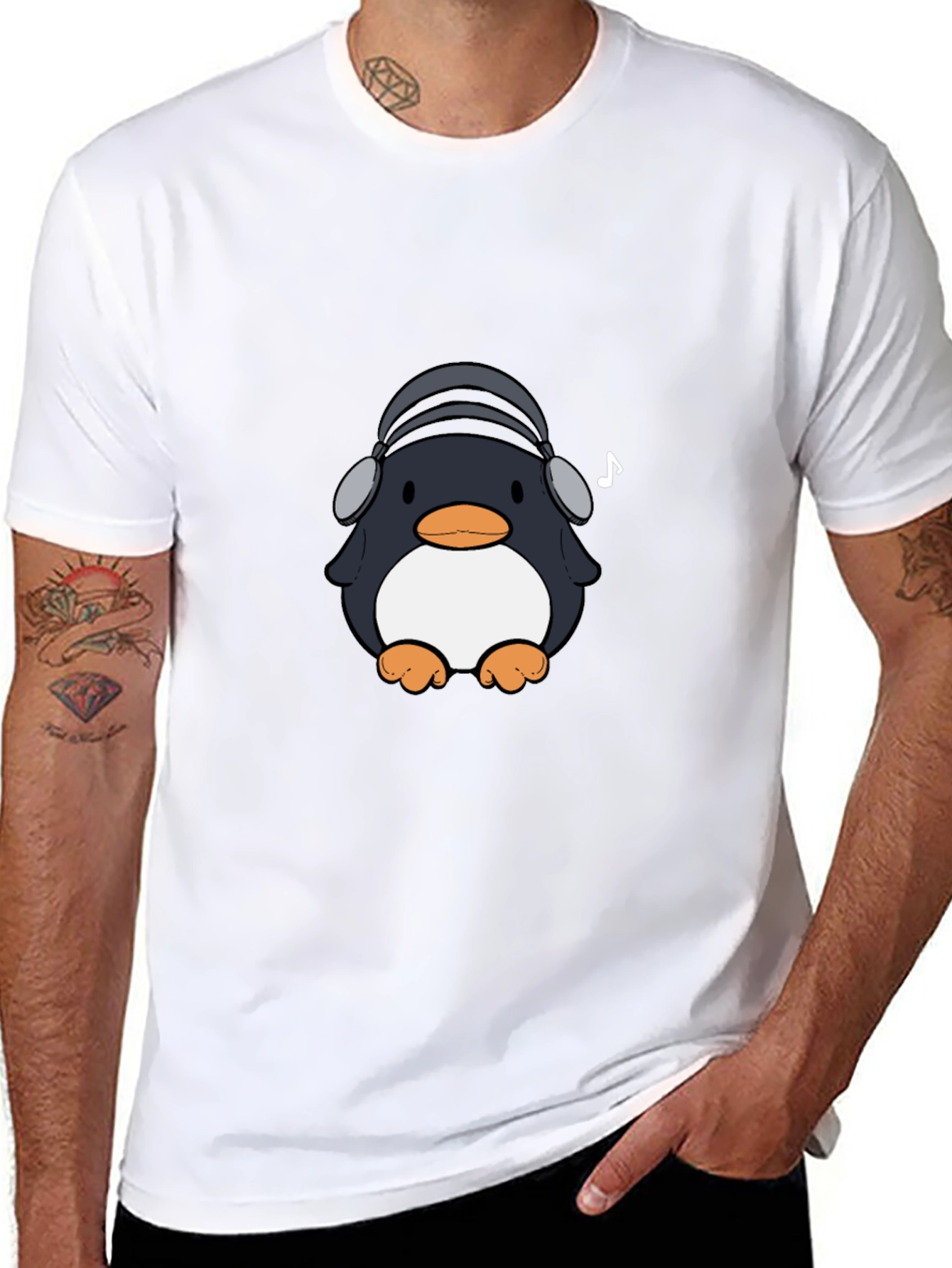Penguin Headphones Graphic Tee - Cool & Stylish