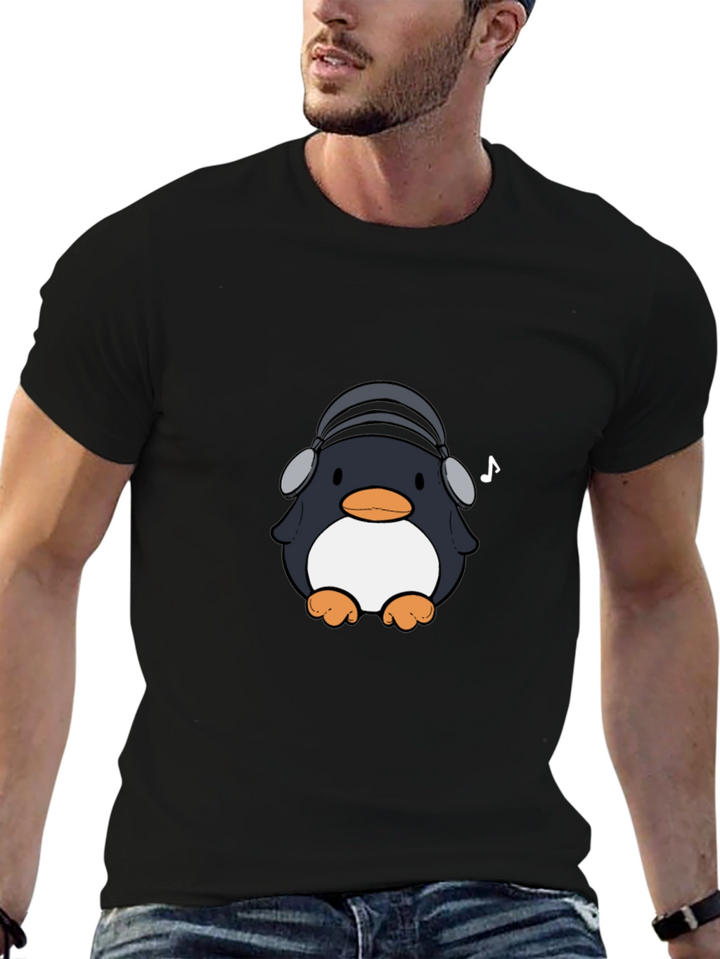 Penguin Headphones Graphic Tee - Cool & Stylish