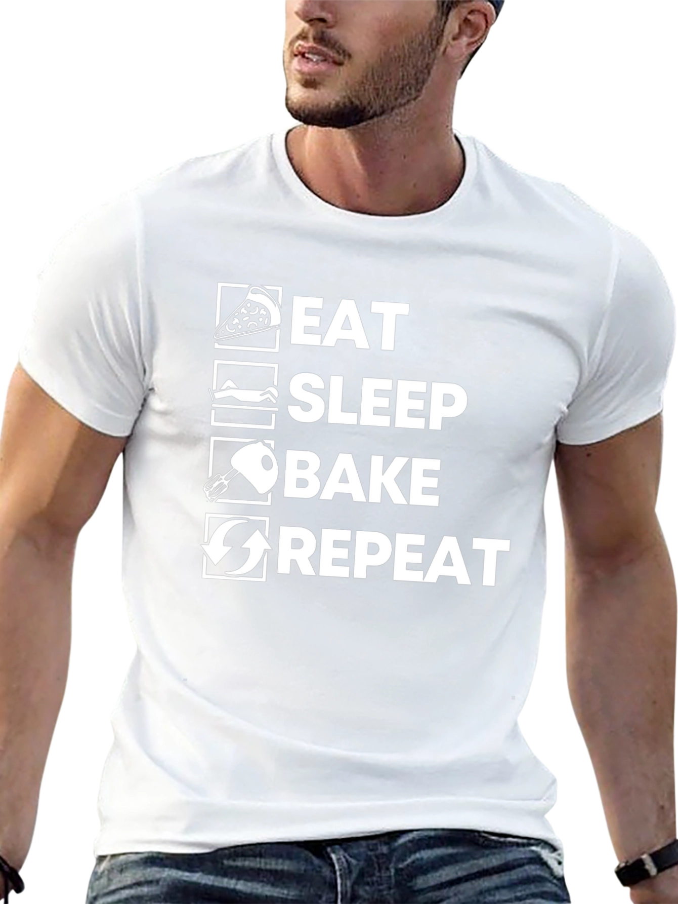 Eat Sleep Bake Repeat Black T-Shirt