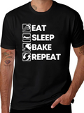 Eat Sleep Bake Repeat Black T-Shirt