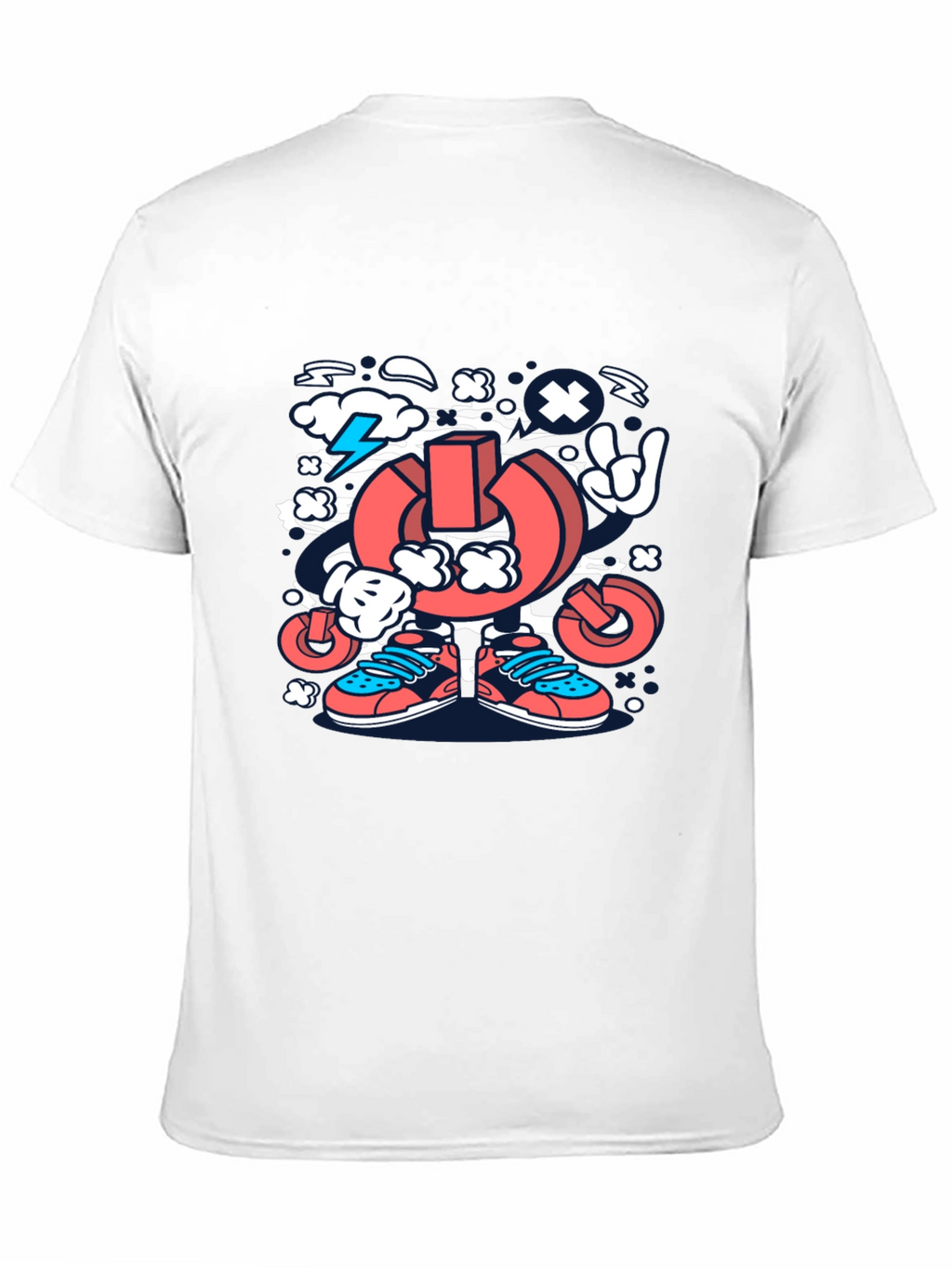 Cartoon Power Button Black T-Shirt