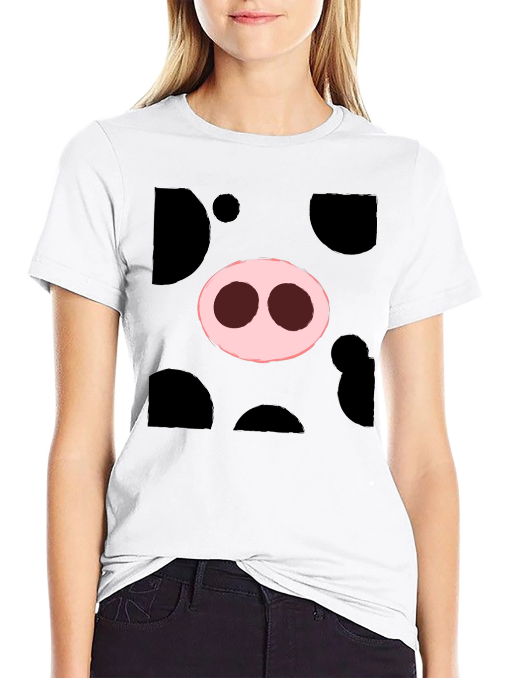 Pig Nose Graphic Tee - Black Cotton T-Shirt
