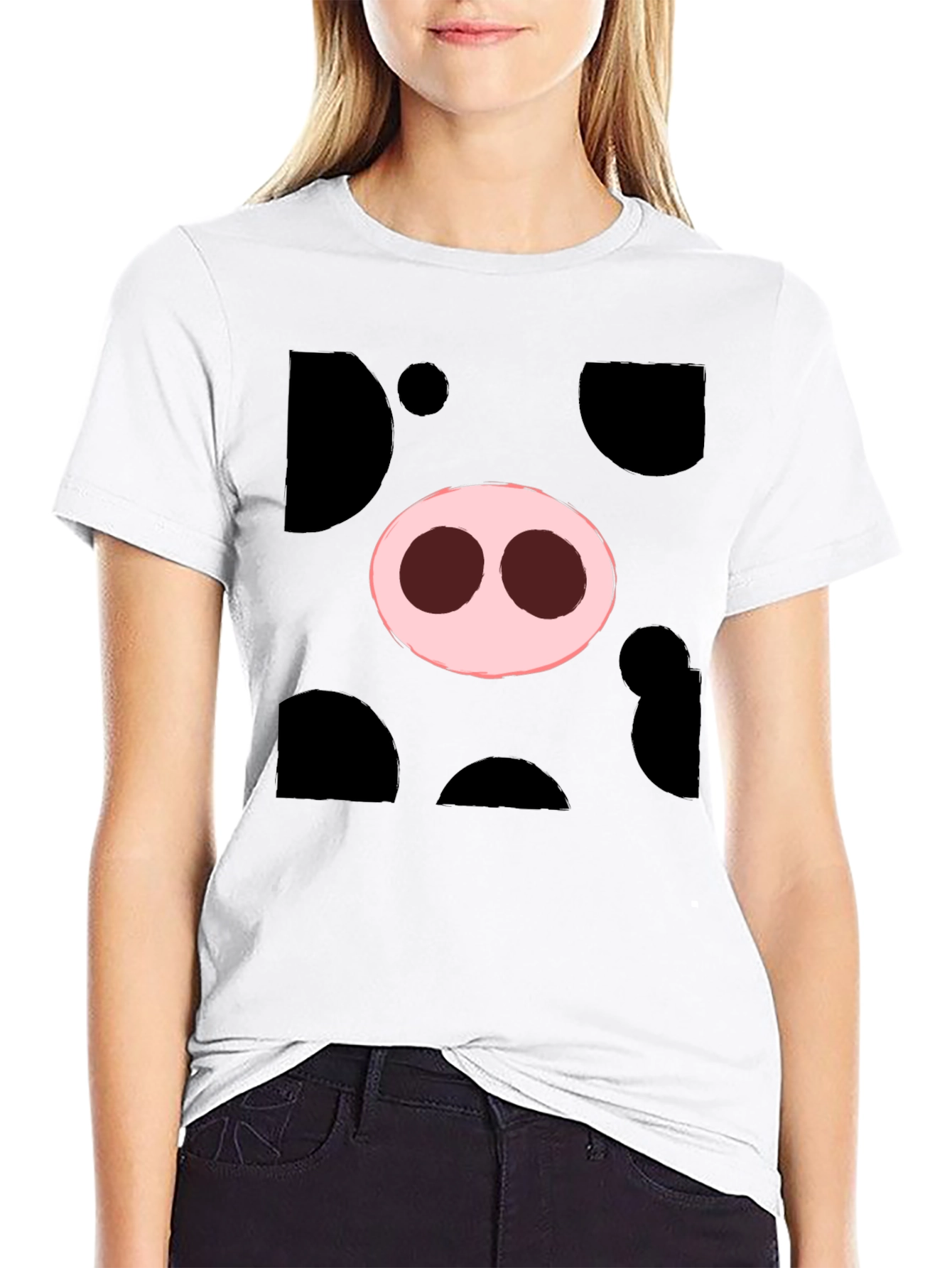 Pig Nose Graphic Tee - Black Cotton T-Shirt