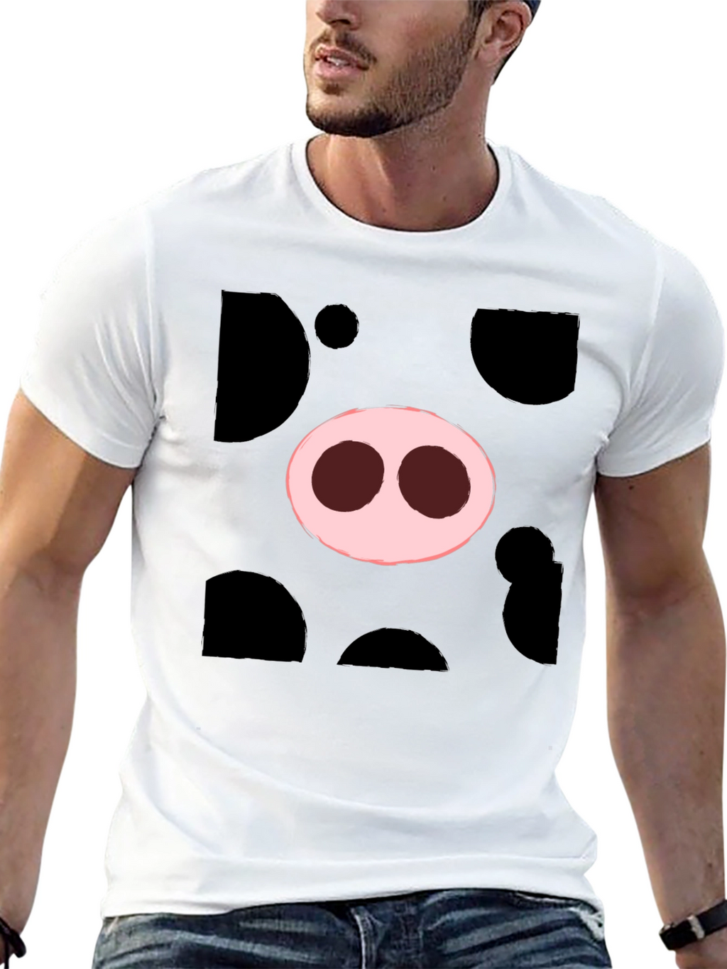 Pig Nose Graphic Tee - Black Cotton T-Shirt