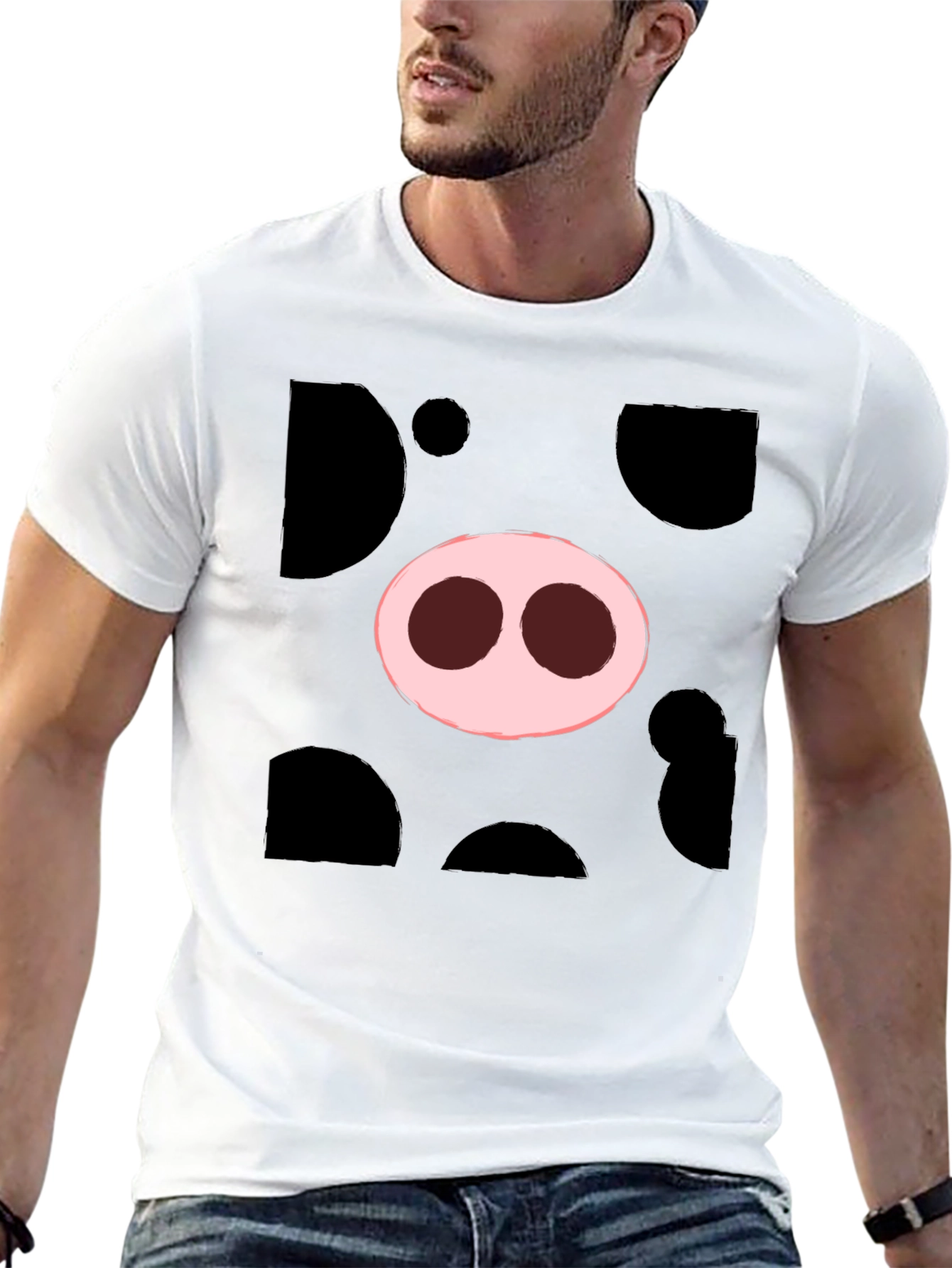 Pig Nose Graphic Tee - Black Cotton T-Shirt
