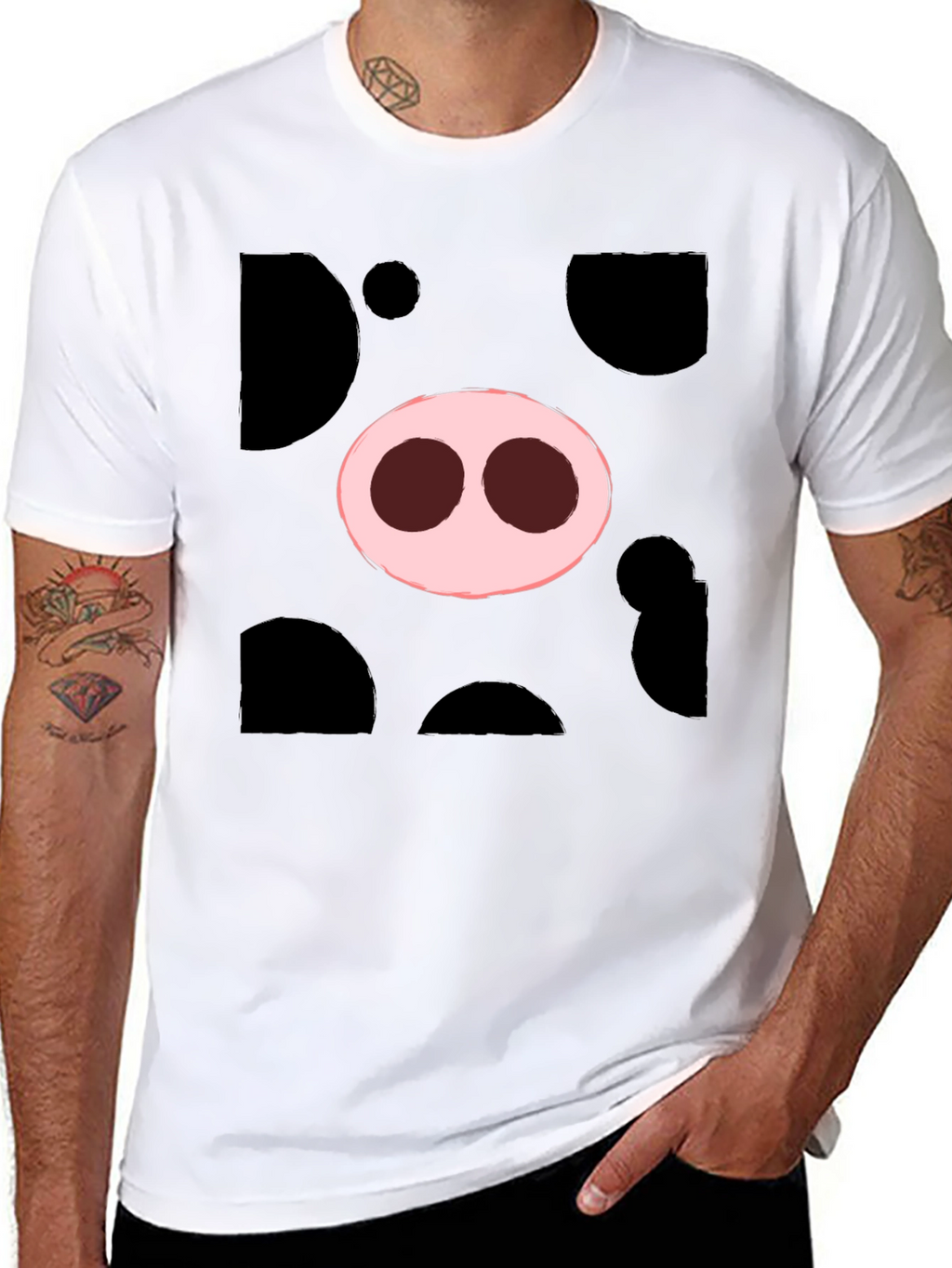Pig Nose Graphic Tee - Black Cotton T-Shirt