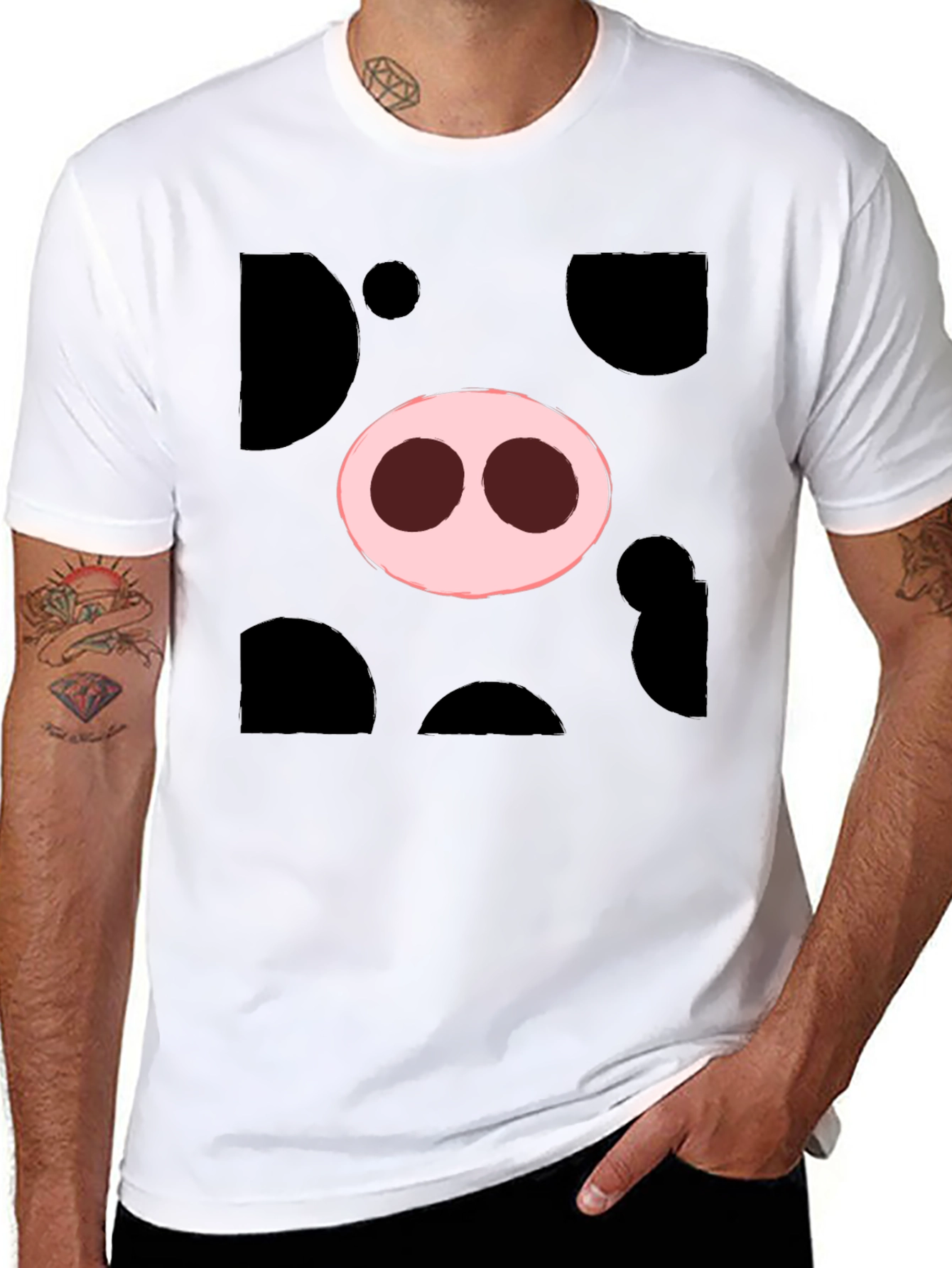 Pig Nose Graphic Tee - Black Cotton T-Shirt