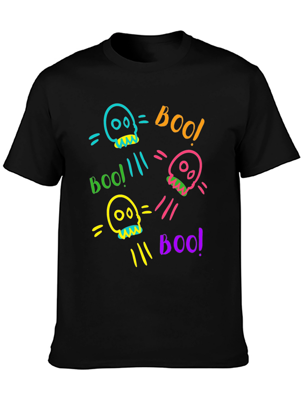 Skull Boo Halloween Graphic T-Shirt