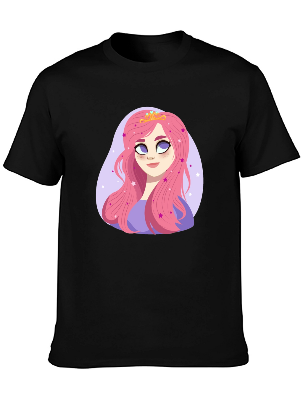 Princess Pink Hair Cartoon Graphic Tee