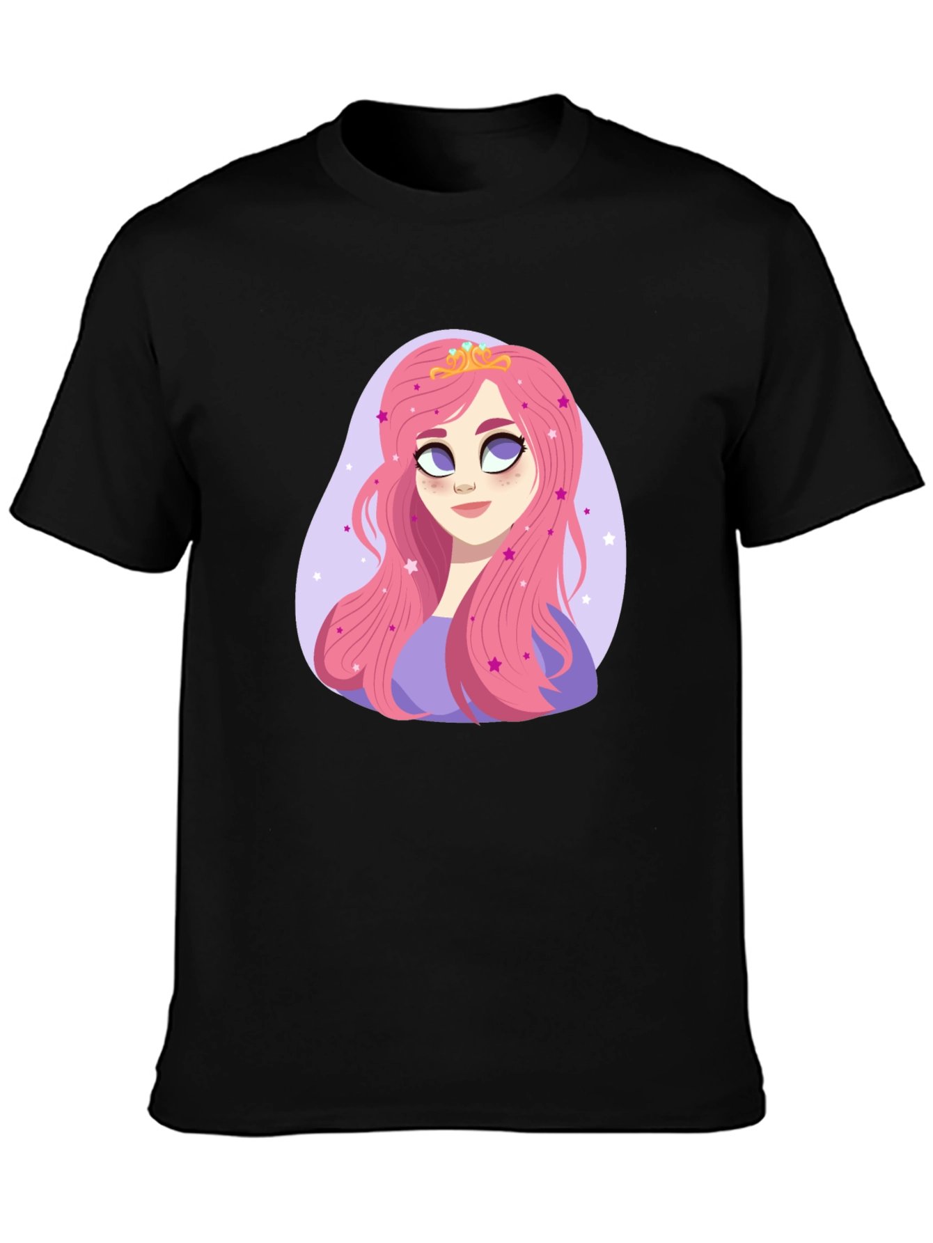 Princess Pink Hair Cartoon Graphic Tee