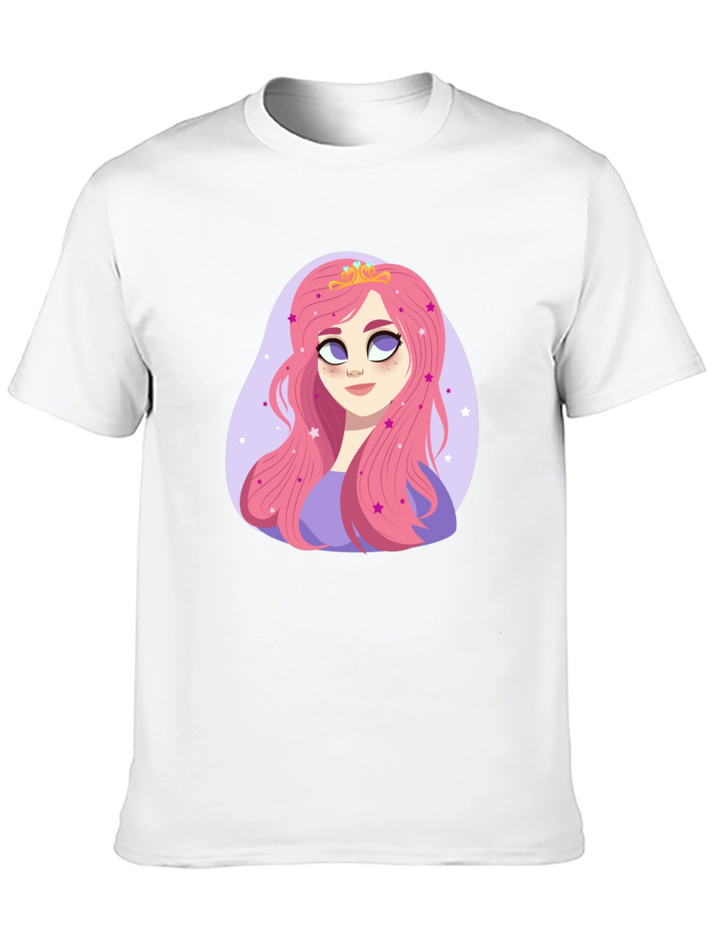 Princess Pink Hair Cartoon Graphic Tee
