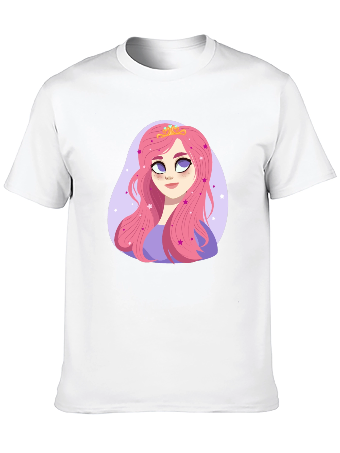 Princess Pink Hair Cartoon Graphic Tee