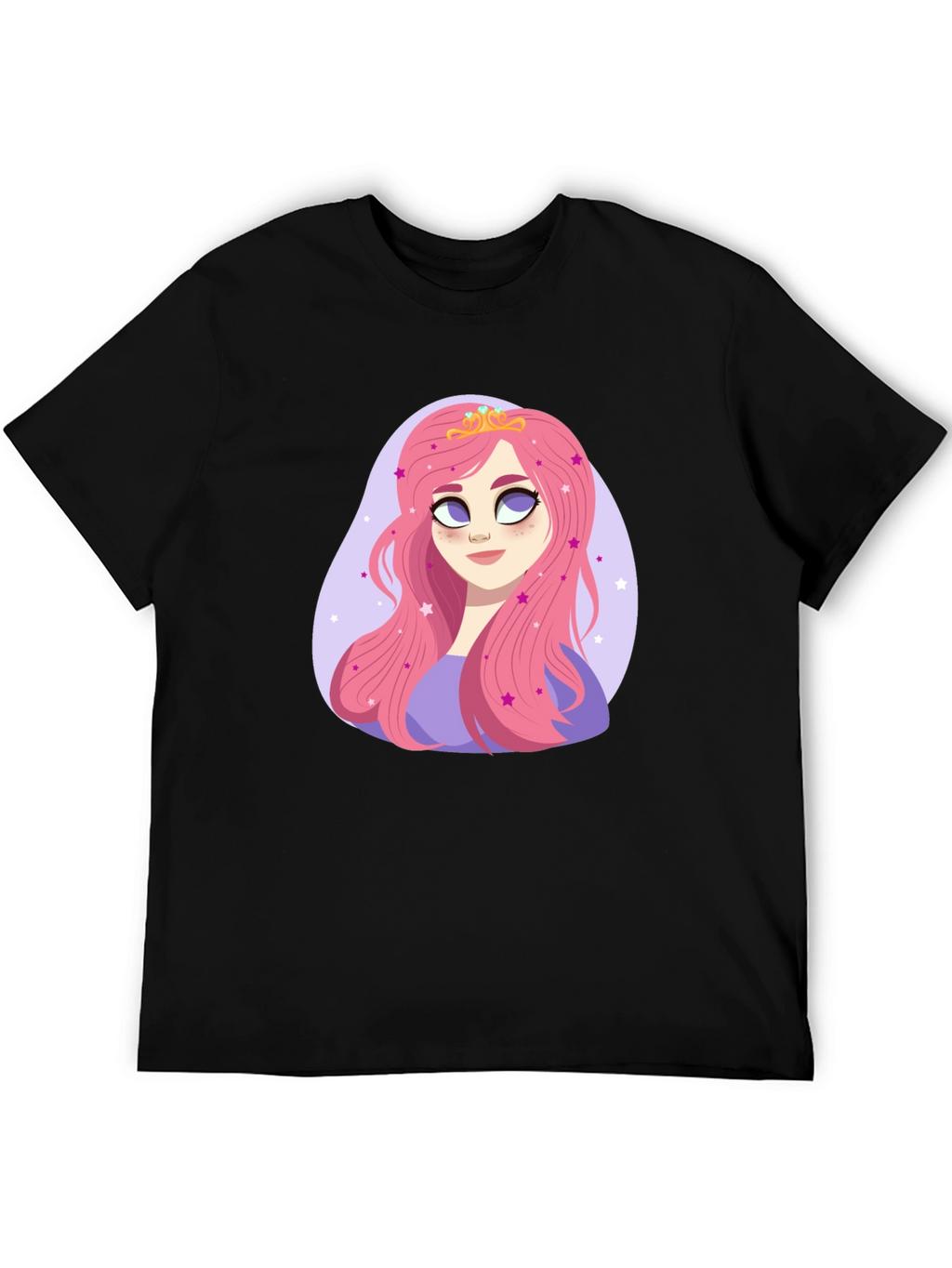 Princess Pink Hair Cartoon Graphic Tee