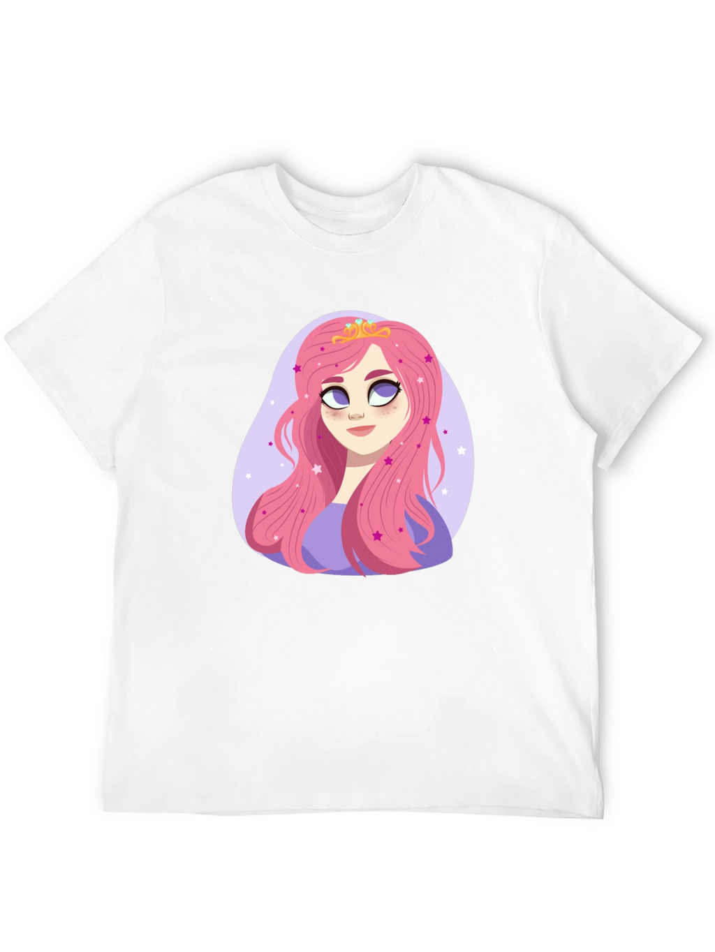 Princess Pink Hair Cartoon Graphic Tee