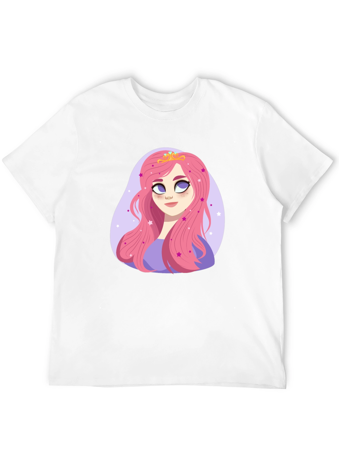 Princess Pink Hair Cartoon Graphic Tee