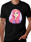 Princess Pink Hair Cartoon Graphic Tee