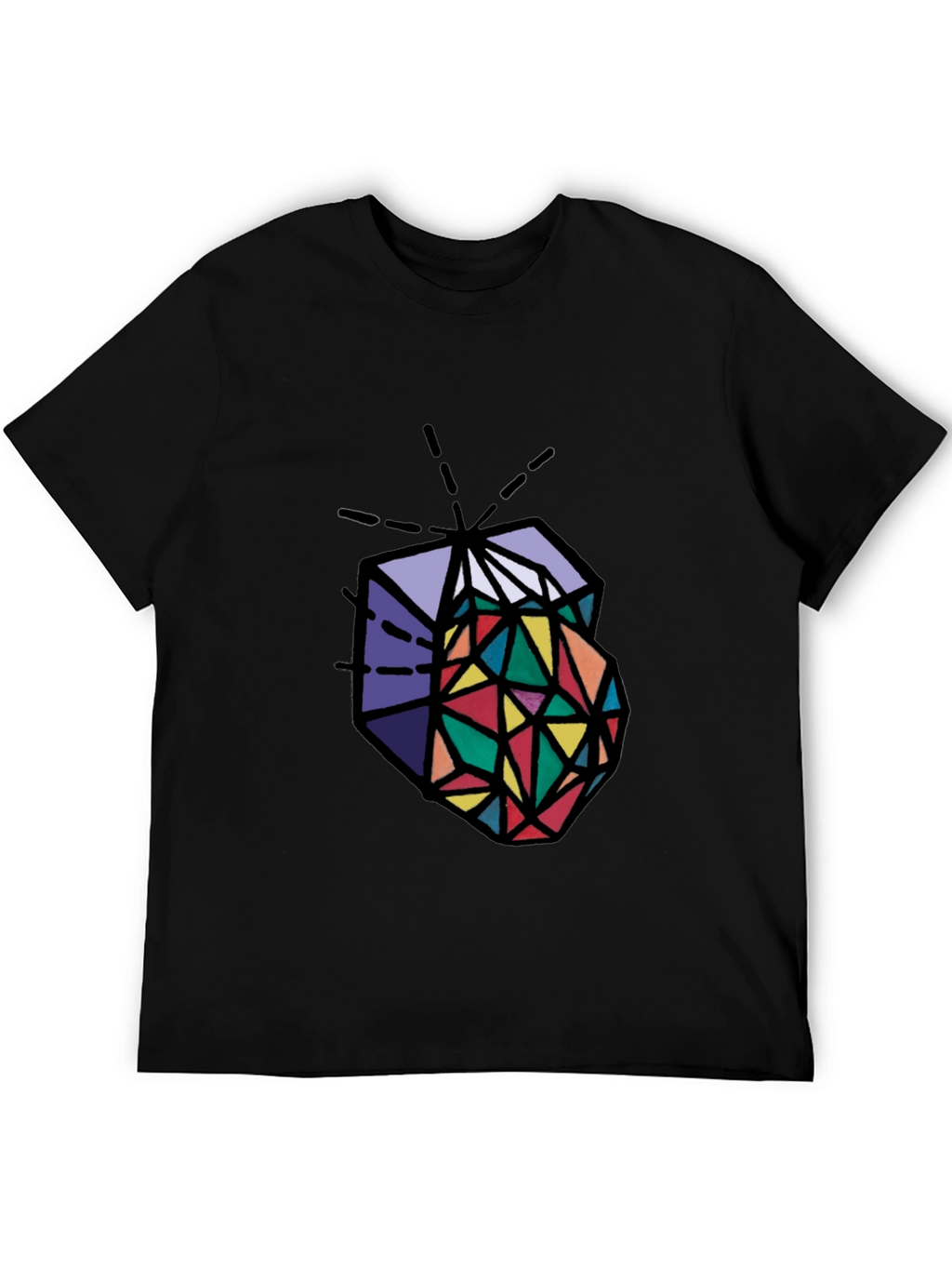 Geometric Prism Graphic Tee - Stylish Mens Black T-Shirt