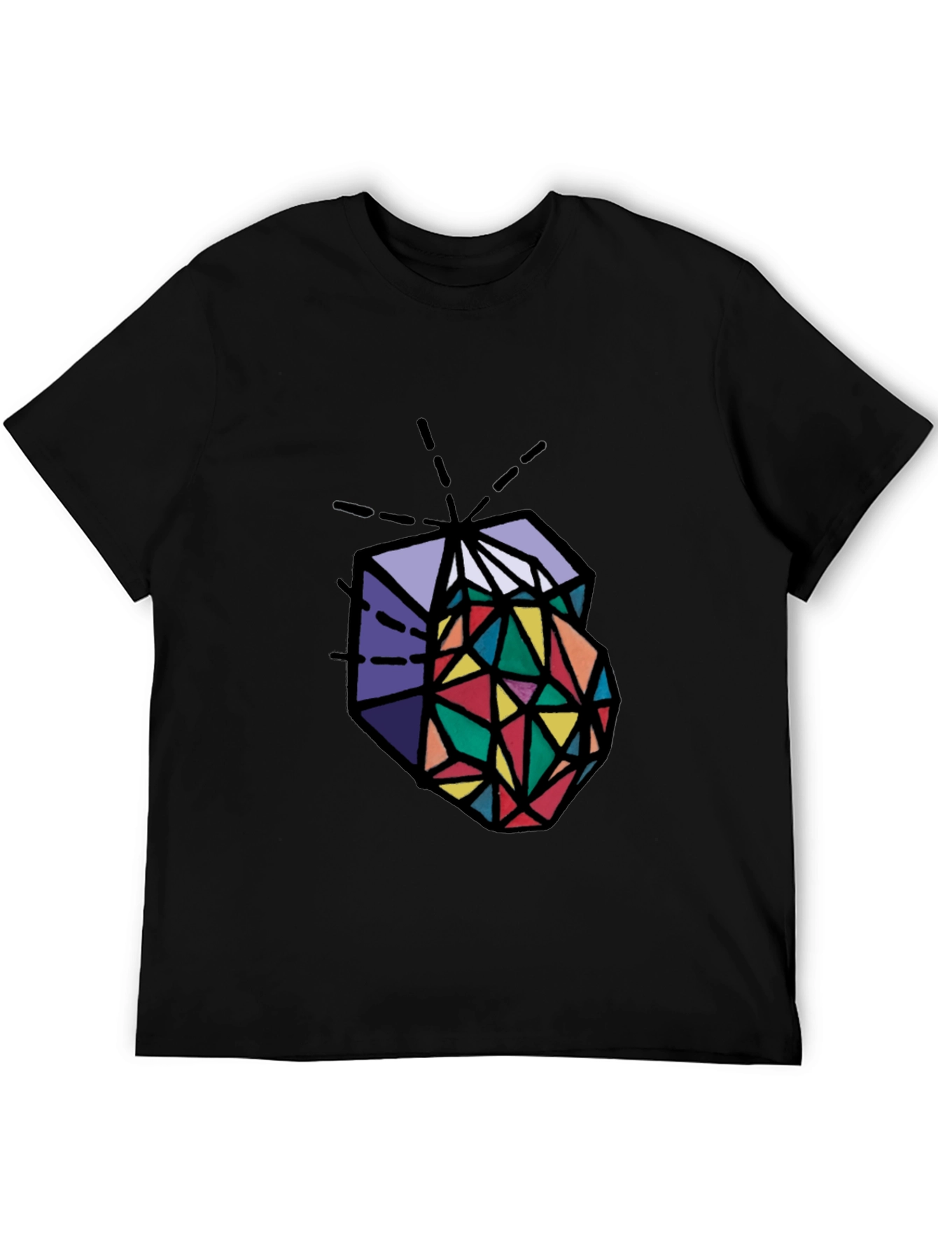 Geometric Prism Graphic Tee - Stylish Mens Black T-Shirt