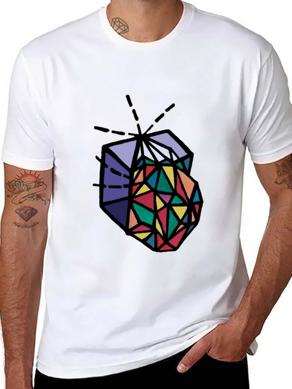 Geometric Prism Graphic Tee - Stylish Mens Black T-Shirt