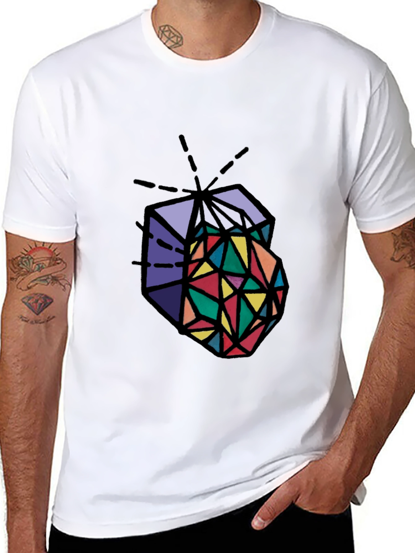 Geometric Prism Graphic Tee - Stylish Mens Black T-Shirt