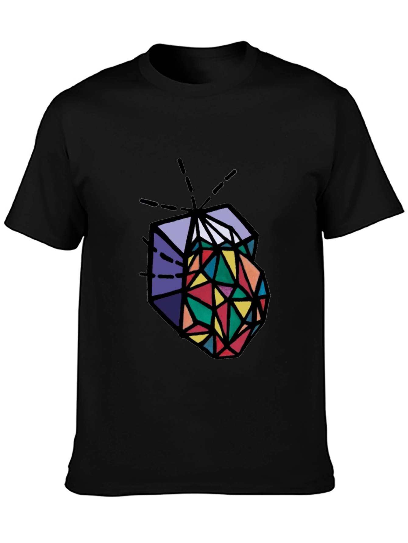 Geometric Prism Graphic Tee - Stylish Mens Black T-Shirt