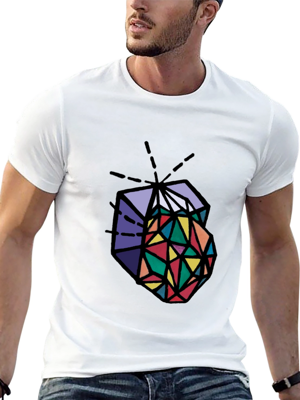 Geometric Prism Graphic Tee - Stylish Mens Black T-Shirt