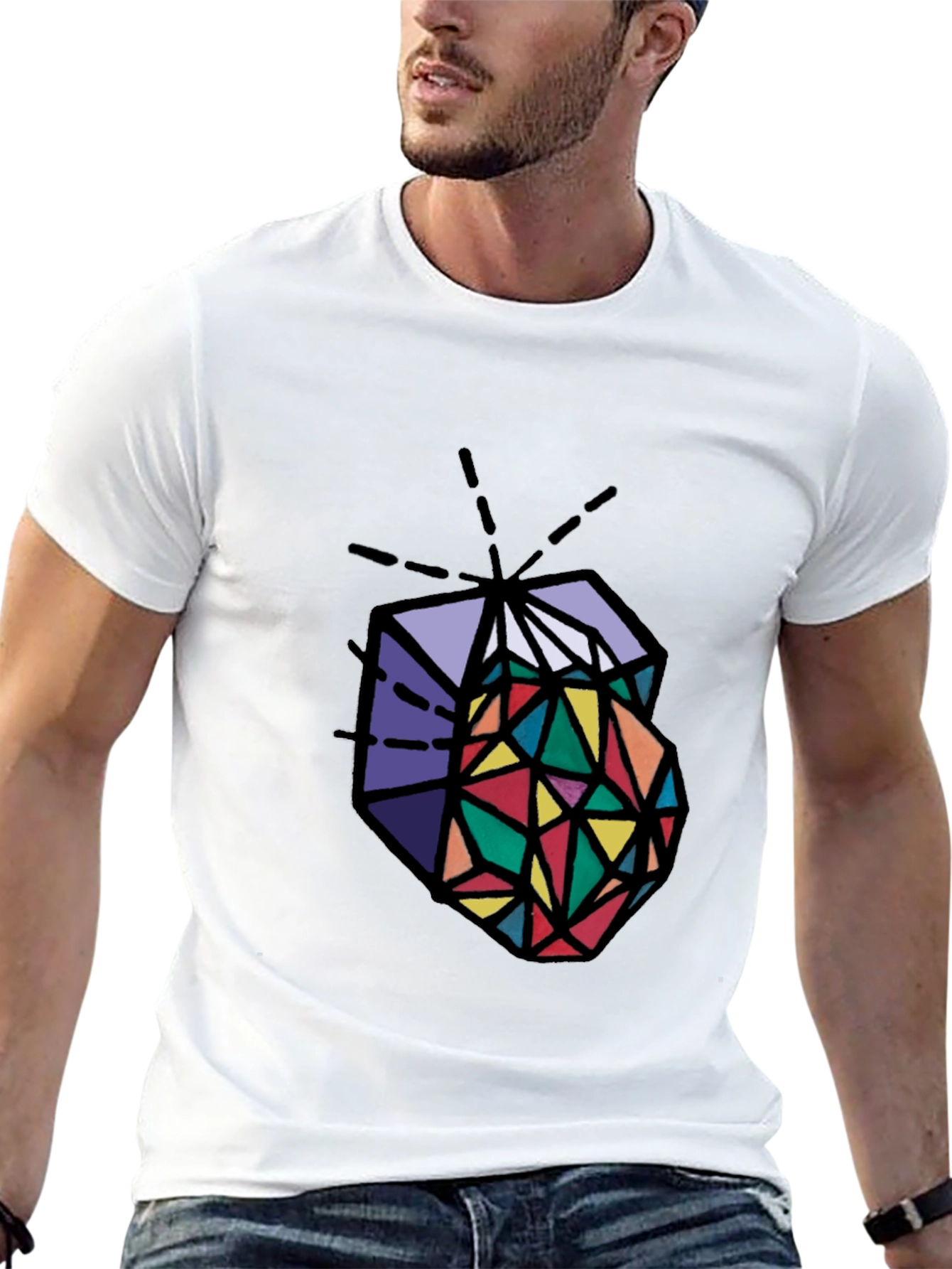 Geometric Prism Graphic Tee - Stylish Mens Black T-Shirt