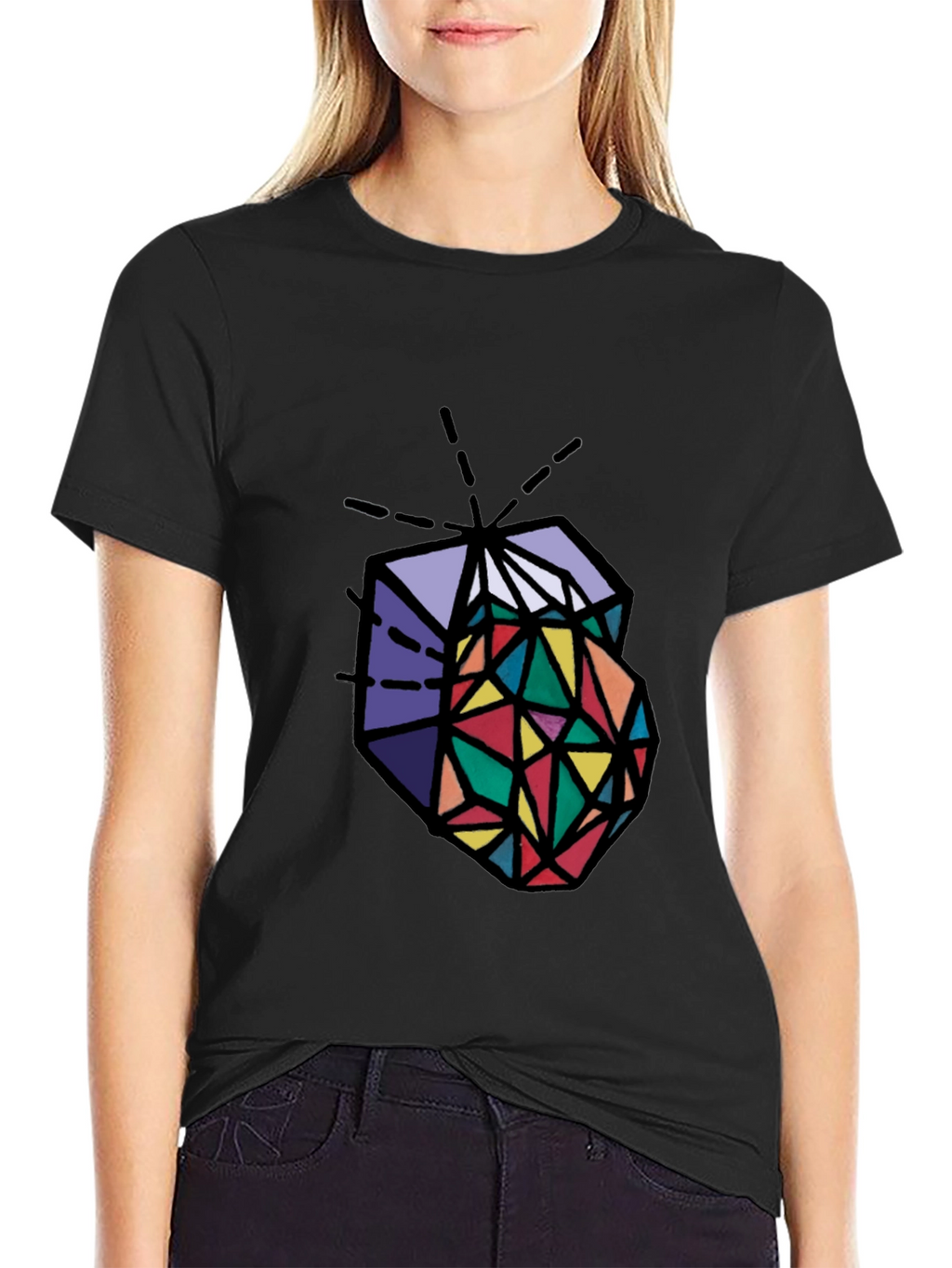 Geometric Prism Graphic Tee - Stylish Mens Black T-Shirt
